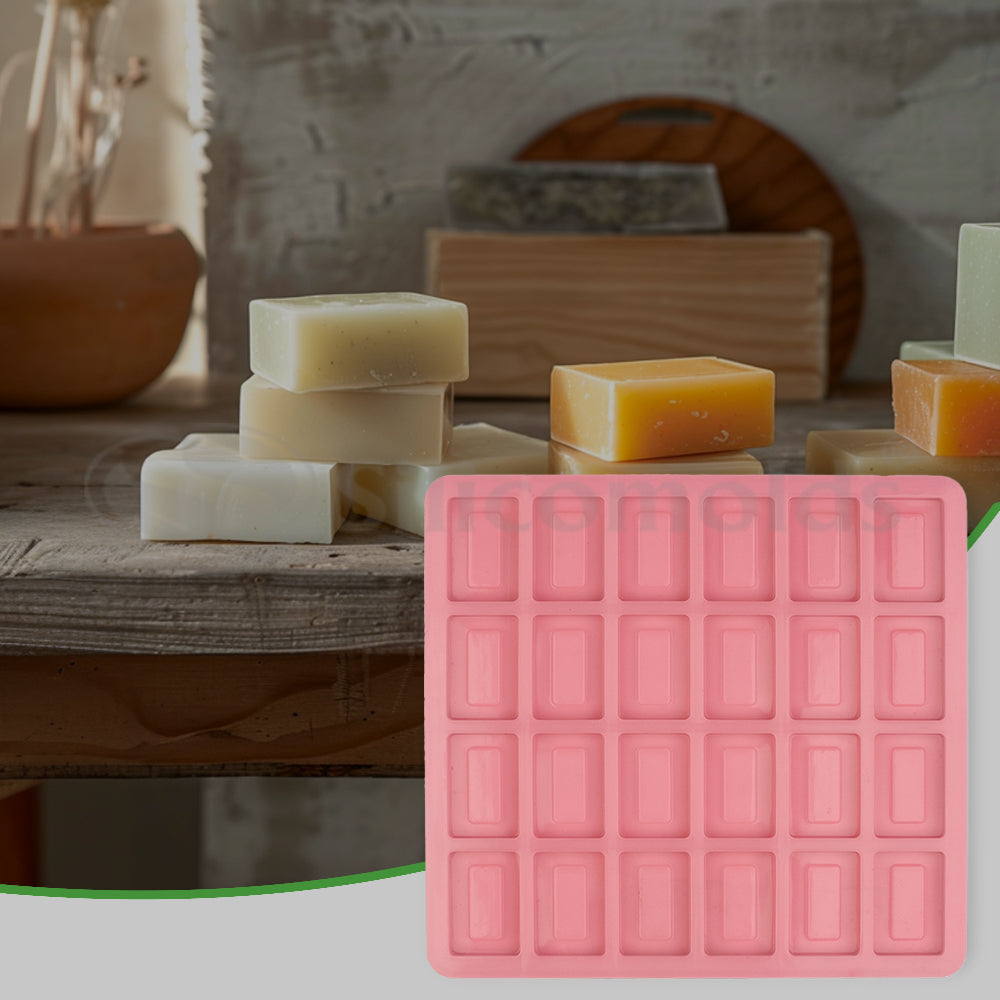 SILICOMOLDS - 15gms - Rectangle - 24 Cavities Silicone Soap Mold-URP046SM